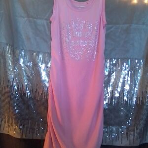 Juicy Couture Powder Pink Sleeveless Dress with Silver Rhinestones logo